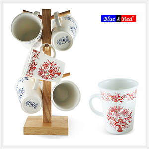 Wholesale porcelain: Zwiebelmuster Blue&Red Tree Mug Set 6P