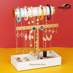 Wholesale jewelry holder: Golden Metal T-shaped Organizer Jewelry Holder Stand