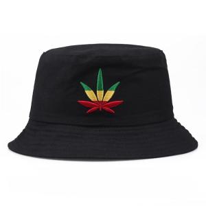 Wholesale sun hat: Custom Hat Maple Leaf Embroidery Bucket Hat Men Women Hip Hop Panama Cotton Sun Hats Outdoor Summer