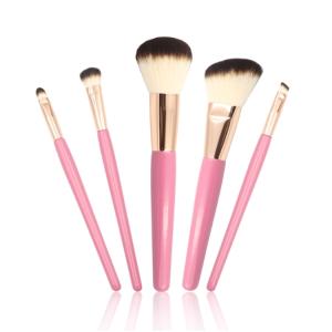 Wholesale high quality makeup sets: Pink Plastic Handle 5 PCS Makeup Brush Set