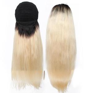 Wholesale cheap lace wig: Ombre Blonde Lace Front Human Hair Wig Straight Remy in 1b/613 Color