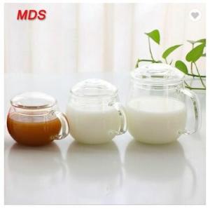 Novelty Clear Thicken Office Borosilicate Glass Milk Coffee Cup with Lid