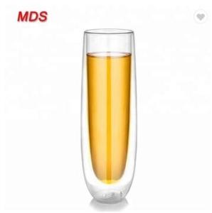 High Borosilicate Clear 150ml Champagne Double Wall Cup Glass