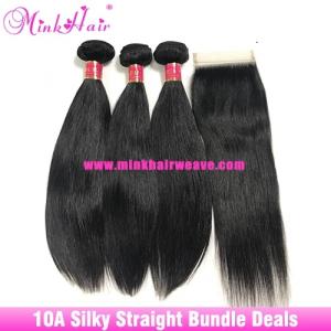 Wholesale real human hair extension: Mink Brazilian Straight Vigin Hair Extensions Bundles Deals Mink Hair Weave 100% Human Hair