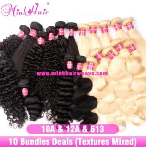 Wholesale hair bulk: 10 Bundles/Lot Wholesale Mink Brazilian Hair Weave 10A Grade Free Shipping Bulk Buy From China