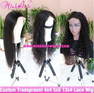 Wholesale extra virgin: 100% Human Hair Wigs Custom Transparent Lace Closure Wig Frontal Wig Grade 180% Density Remy Hair