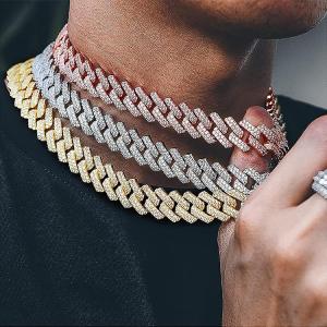 Wholesale gold plated ceramic rings: Factory Price Iced Out Chains Silver S925 Sterling 8mm 10mm 12mm VVS1 Moissanite Cuban Link Chain Ne