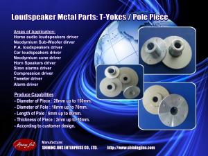 Wholesale loudspeaker parts: Loudspeakers Part: T-Yoke & Back Plate Made in Taiwan