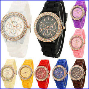 Wholesale japan movement quartz watch: New Japan Quartz Movt Popular Silicone Band Ladies Watches