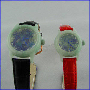 Wholesale luxury watch box: Swiss Movement Genuine Leather Luxury Jade Watch