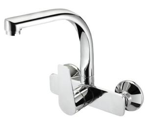 Wholesale single handle kitchen mixer: 360 Moveable Brass Kitchen Mixer Faucet Two Hole Wall Mounted