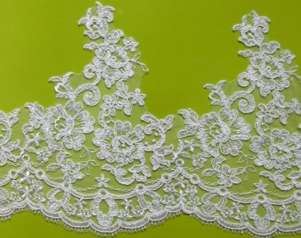 Ivory Lace Fabric Wedding Lace Trim with Flowers CTC350-1