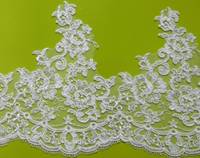 Ivory Lace Fabric Wedding Lace Trim with Flowers CTC350-1