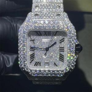 Wholesale mens jewelry: Luxury Moissanite Diamond Watch VVS Moissanite Iced Out Moissanite Bust Down