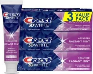 Wholesale toothpaste: Crest 3D White Toothpaste Radiant Mint, 3.8 Oz (Pack of 3)