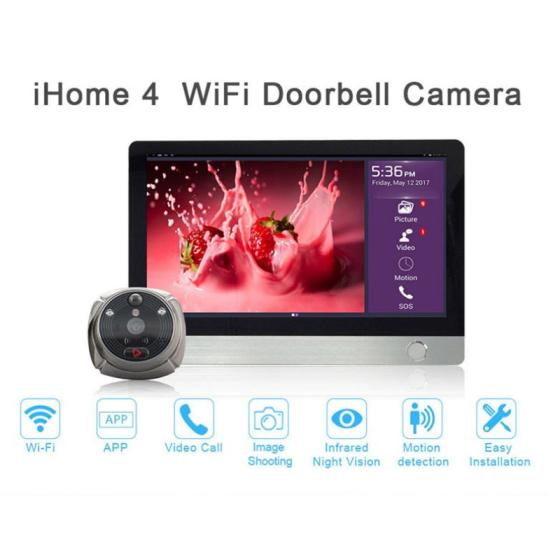 Rollup IHOME4 Wifi Peephole Door Viewer&Video IP Doorbell 7inch Screen ...