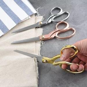 Wholesale sewing scissors: 8 Inch Sewing Scissors with High Quality Zinc Alloy Handle Coating Gold Forged Tailor Scissors
