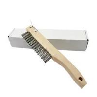 Stainless Steel Wooden Hand Wire Scratch Brush with Scraper for Rust, Dirt & Paint Scrubbing