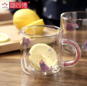 Wholesale coffee mug: Custom Glass Coffee Mug 350ml Water Glasses 12oz Double Wall Borosilicate Glass Cup