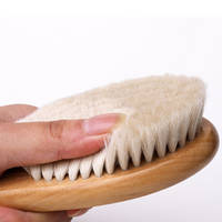 Natural Soft Goat Hair Brush Baby Kids Shower Wooden Baby Hair