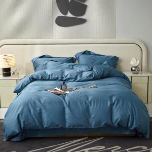 Wholesale queen bed: Deep Blue Jacquard Cotton King Queen Duvet Cover Sets