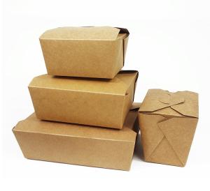Wholesale printing box: Biodegradable Customer Logo Printing Food Take Away Food Grade Brown Kraft Paper Lunch Box