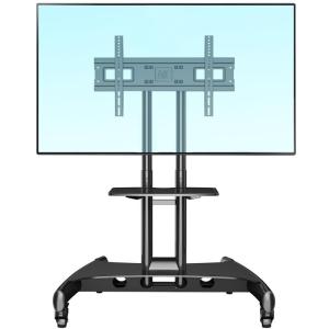 Wholesale economical: Economical Steel Rolling Height Adjustable Mobile TV Cart Portable Stand with Wheels