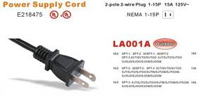Wholesale power cords: NEMA 1-15P Power Supply Cord