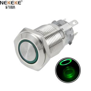 Wholesale switch buttons: 16 MM Metal Annular Push Button Black Switch Ring LED Light Momentary Latch
