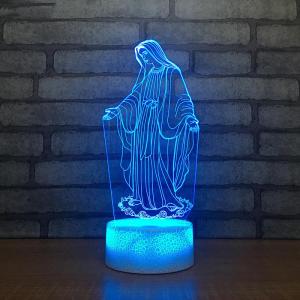 Wholesale table lights: Acrylic 3D LED Night Light Blessed Virgin Mary Touch 7 Color Changing Desk Table Lamp Home Decorati