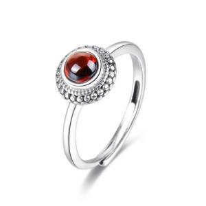 Wholesale handmade flower: Handmade Modern Garnet Stone Jewelry Red Garnet Flower Dress Ring Sterling Silver Rings