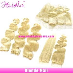 Wholesale full lace wigs: 10A Wholesale Mink Brazilian Hair Color 613 Silky Straight Mink Blonde Hair Mink Hair Weave