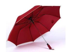 Wholesale aluminum umbrella: 2 Folding Custom Logo Golf Umbrellas , Golf Umbrella for Rain with Relective Piping Cover
