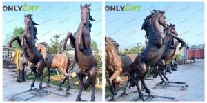 Wholesale marble figure: Outdoor Garden Large Jumping Bronze Horse Sculpture Animal Statue for Sale