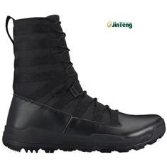 Wholesale rubber outsoles: 17 Ounces Genuine Leather Military Boots Upper Nylon Reinforced Black Outdoor Tactical Gear