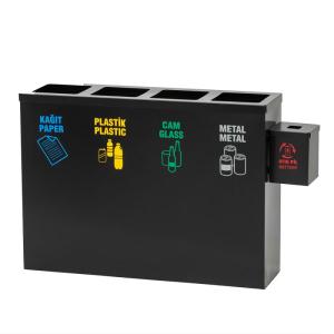 Wholesale waste bin: 4Part Recycle Bins + Battery Box,  Trash Can, Metal Dust Bin