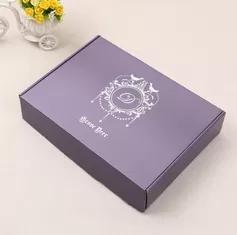 Wholesale corrugated packaging: Foldable Purple Corrugated Paper Gift Packaging Box Silver Foil Stamping