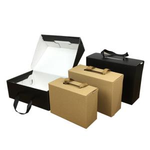 Wholesale dress shoes: CMYK Black Corrugated Paper Packaging Box for Shoe Gift OEM/ODM