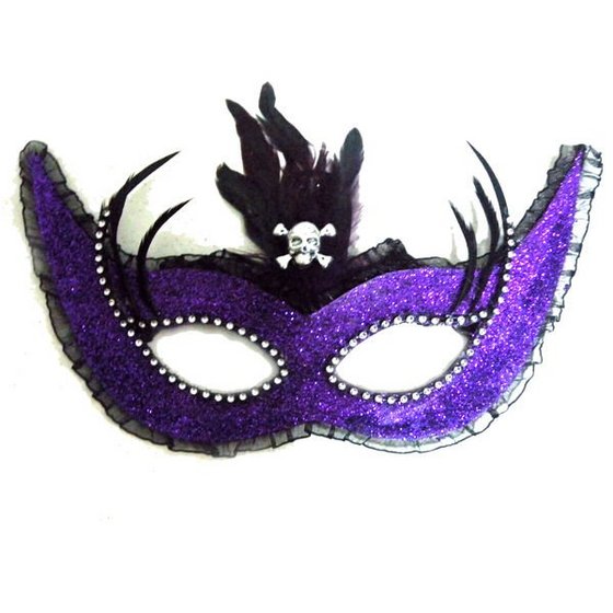 Lace Glitter Party Face Mask with Feather and Skull(id:6544915). Buy ...