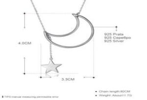 Wholesale design necklace: Star and Moon Match Simple Design Pendant Necklace 925 Sterling Silver