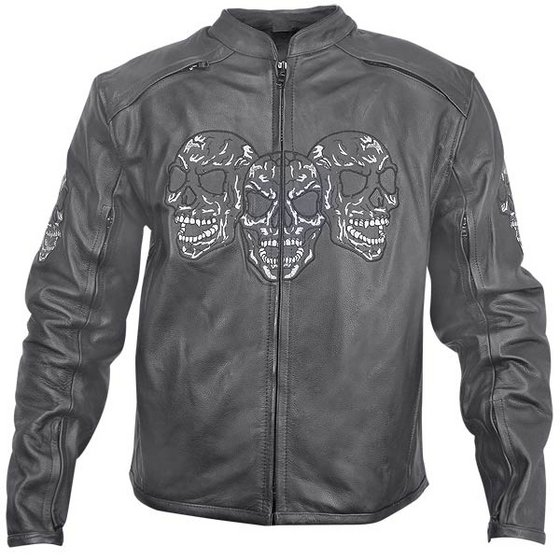 Three Skull Leather Motorcycle Jacket(id:7627170). Buy Pakistan Skull ...