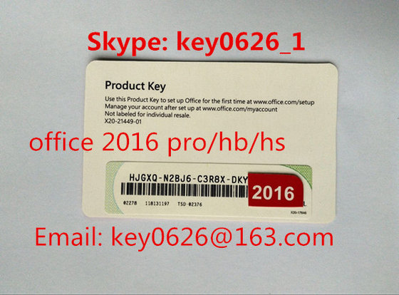 Original Microsoft Office 2016 Pro Plus Retail Product Key Card