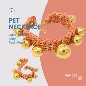 Wholesale jewelry chain: Weaved Cord Copper Ball Pendant Maine Coon Cat Luxury Customizable PET Collar Chain Jewelry Necklace