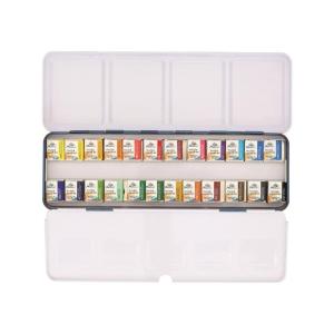 Wholesale gift tins: Solid Watercolor Paint Set with 12/24/48 Colors Watercolor Paper Brush Gift Travel Case Tin Pan