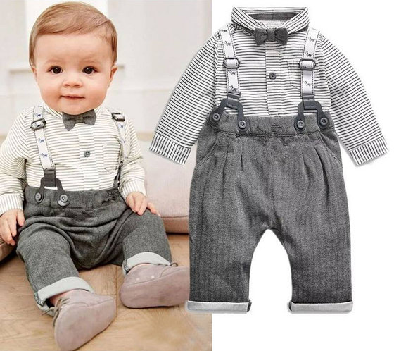 Infant Boy Birthday Bow Tie Shirt With Suspenders Pants Id 10660207
