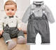 Infant Boy Birthday Bow Tie Shirt with Suspenders Pants