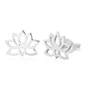 Wholesale flower: 925 Sterling Silver Lotus Flower Stud Earrings