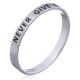 925 Sterling Silver Band Ring "Never Give Up"