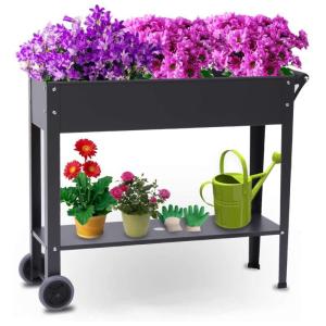 Wholesale corner shelf: Steel Mobile Raised Garden Bed for Outdoor