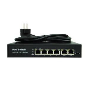 Wholesale cctv cable: 2+4 Port 10/100Mbps PoE Switch-IEEE 802.3af/At/PoE++ 80W Built-in Power Supply